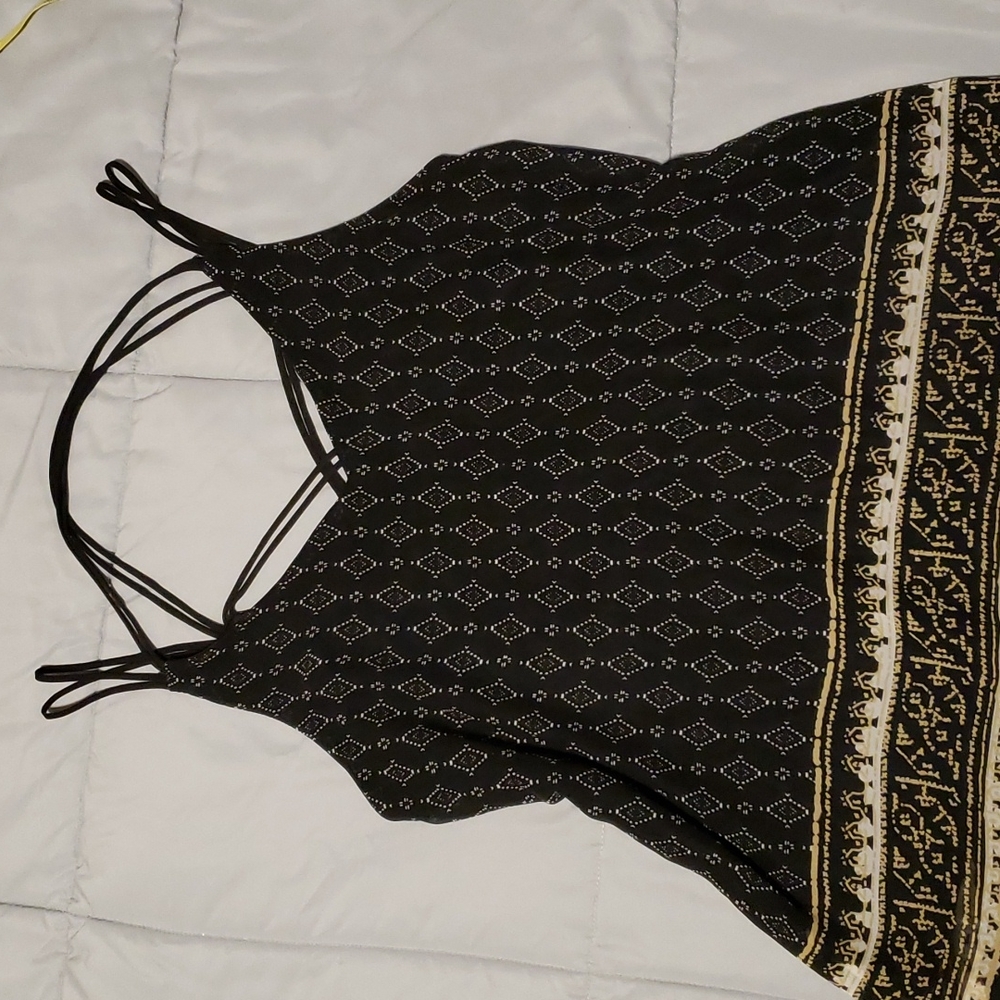 BY & BY STRAPPY TANK with Sheer Overlay & Black Lining.  Size L